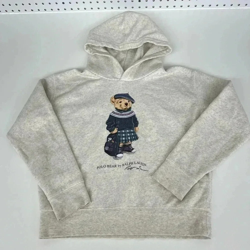 Polo by Ralph Lauren Heather Gray Bear Hoodie with Navy Graphic